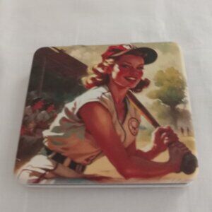 Baseball Pin Up Compact Purse Mirror